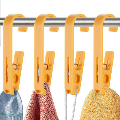 Laundry Hooks with Clips Hanger Closet Organizer Clamps Socks Boot Bras Towels for Bathroom Wardrobe Kitchen Office 4Pcs (White)