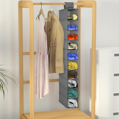 Libeder Hanging Shoe Organizer, 10-Shelf Closet Organizer with 6 Mesh Side Pockets