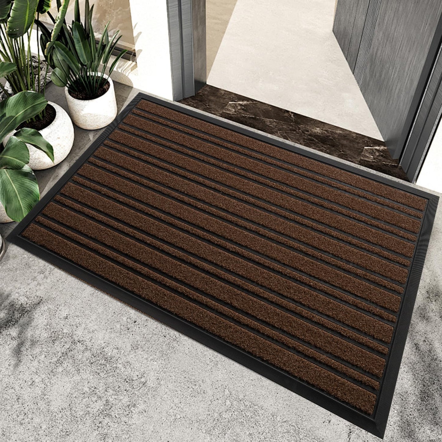 BEHERO Door Mat Outdoor Entrance, 30.5"x17" Extra Durable Front Door Mat Outside, Heavy Duty Welcome Mat for Outside Entry, Back Door Mats Non Slip, Waterproof All-Season Doormats, Yellow