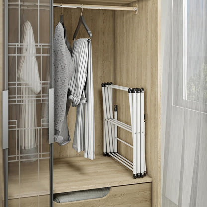 Honey-Can-Do Heavy-Duty Gullwing Clothes Drying Rack, 50 lb, White | Gullwing rack adds 46 ft of drying space with dedicated shoe bars. Sturdy metal, 50 lb capacity, folds flat.