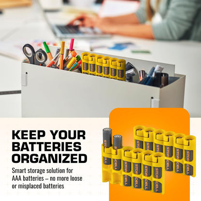 Storacell SLAAAORG by Powerpax SlimLine AAA Battery Caddy, Orange, Holds 6 Batteries, 1 Count (Pack of 1)