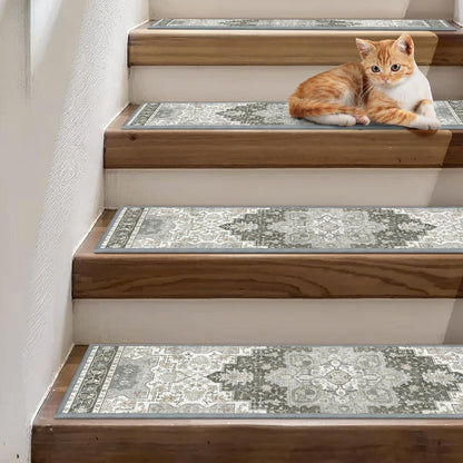 sarben Non Slip Stair Treads for Wooden Steps 15PCS - 8"x30" Indoor Safety Carpet, Edging Mats with TPE Adhesive Backing, Pet and Elderly Friendly Stair Rugs (Taupe) - Colors B