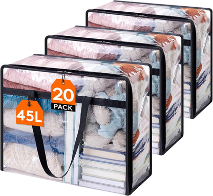 Lifewit 8 Pack Clear Clothes Storage Bags, 60L Plastic Blanket Storage Bag, Vinyl Foldable Moving Bags with Zipper, Closet Organizers and Storage Containers for Bedding, Duvet, Comforter