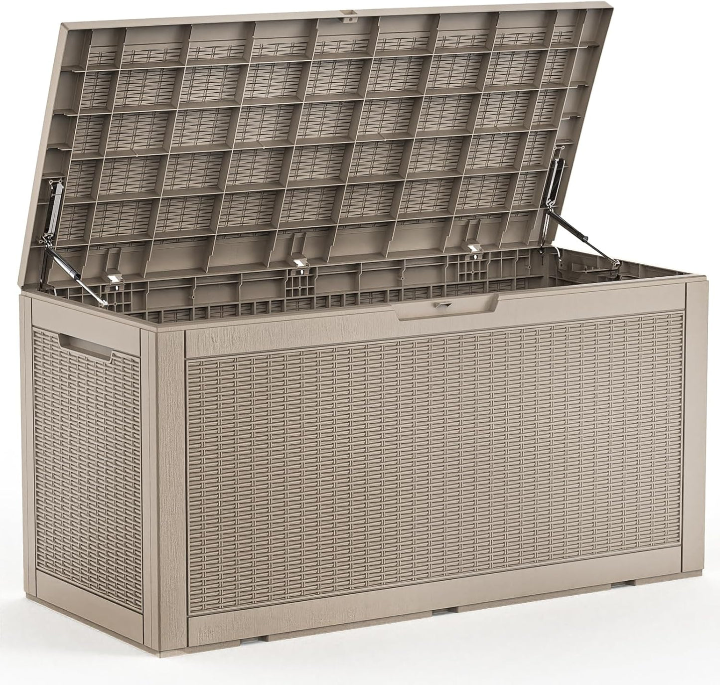 ROJIK 340 Gallon Deck Box Outdoor Waterproof,Weatherproof Outdoor Storage Boxes Lockable with Lid,Outside Resin Storage Bench for Patio Cushions,Garden Tools and Pool Accessories(Black)