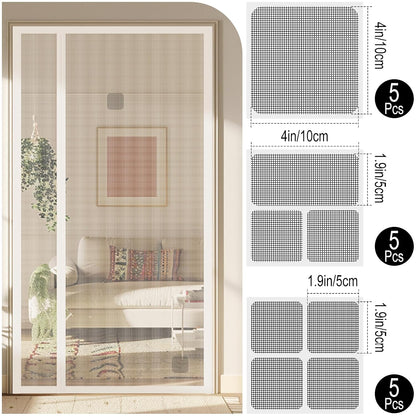 15 Sheets Window Screen Patches Repair Kit, Black 3 Sizes Fiberglass Screen Repair Patches, Strong Self Adhesive Quick Mesh Repair Tape for Window Screen Door, Mosquito Net Tears Holes Fix