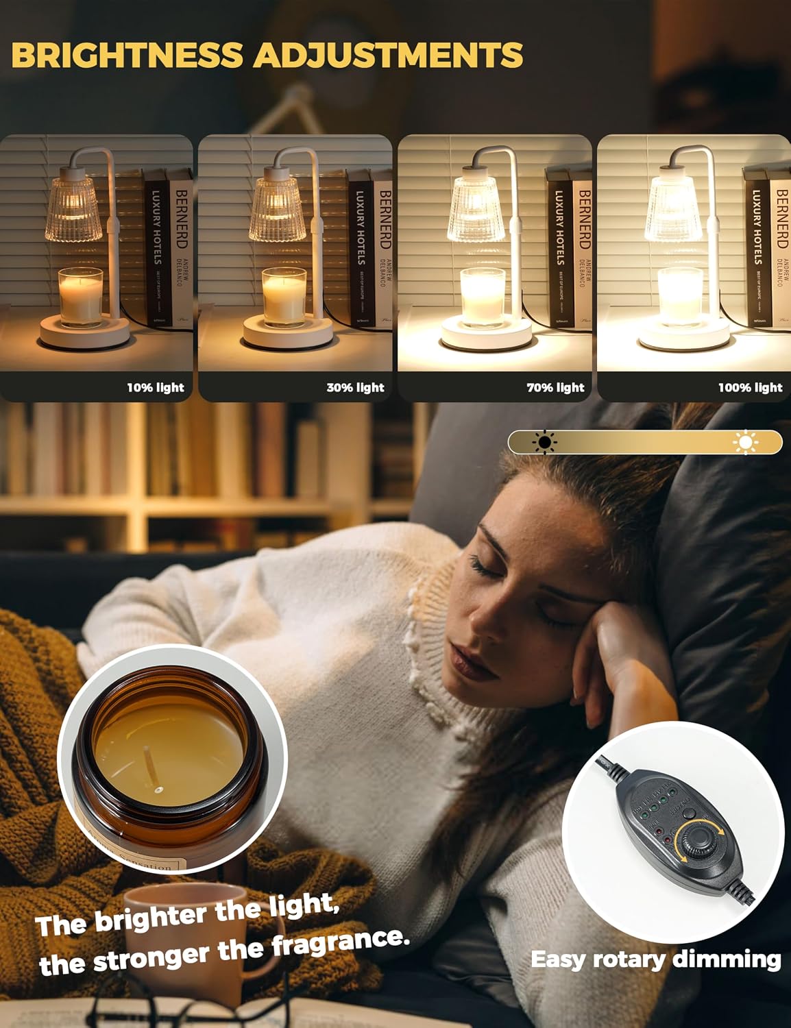 GODONLIF Candle Warmer Lamp with Cycle Timer, Birthday Gifts for Women Mom Her, House Warming Gifts New Home Room Decor, Wax Melt Warmer for Jar Candles with 2 Bulbs