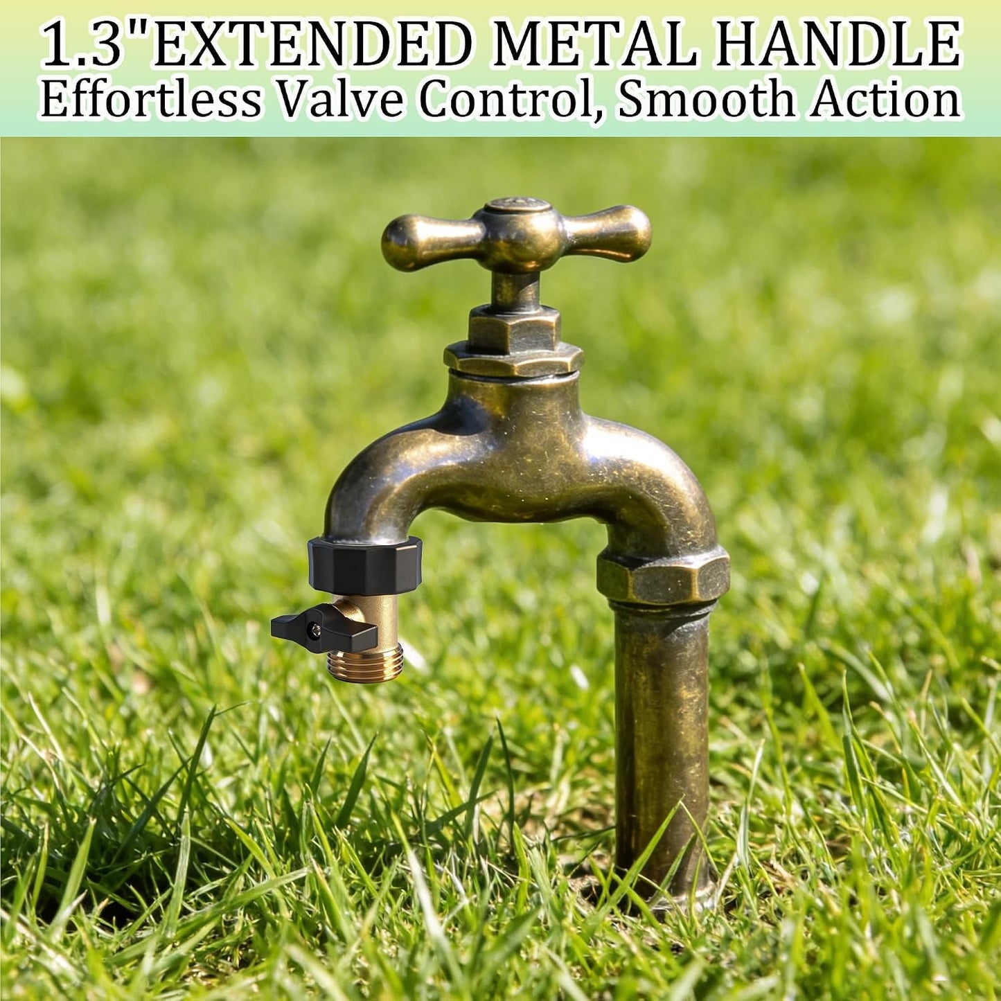 Hourleey Brass Garden Hose Shut Off Valve, 2 Pack Heavy Duty 3/4 Inch Solid Brass Garden Hose Shut Off Valve with 10 Extra Rubber Washers