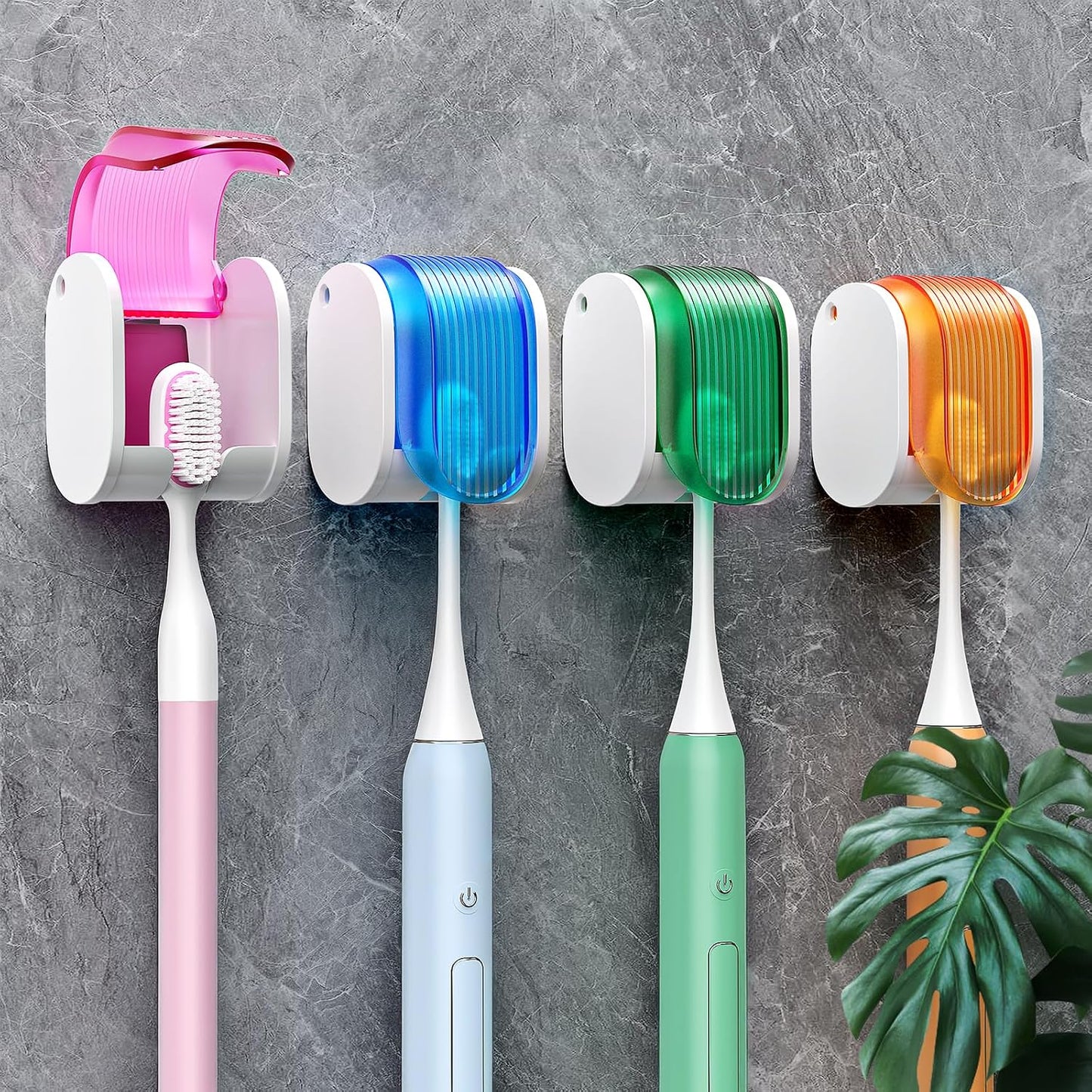 Toothbrush Holders for Bathrooms【Upgrade Single Slot Design】 Toothbrush Holder Wall Mounted with Cover Moisture-Proof and Dust-Proof Toothbrush Storage Organizer for Shower Family and Travel 3PCS