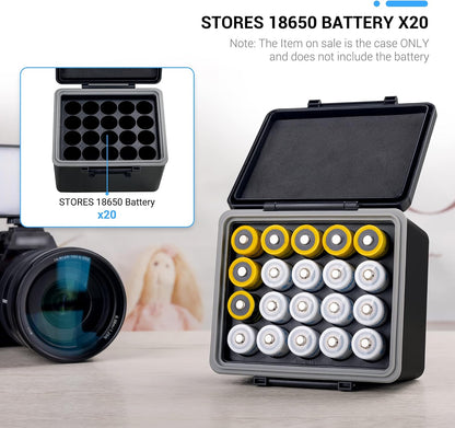 JJC AA AAA Battery Hard Case with Tester Checker, 34 Slots Battery Storage Organizer for 20 AA and 14 AAA Batteries, Water-Resistant and Shockproof Batteries Holder Container