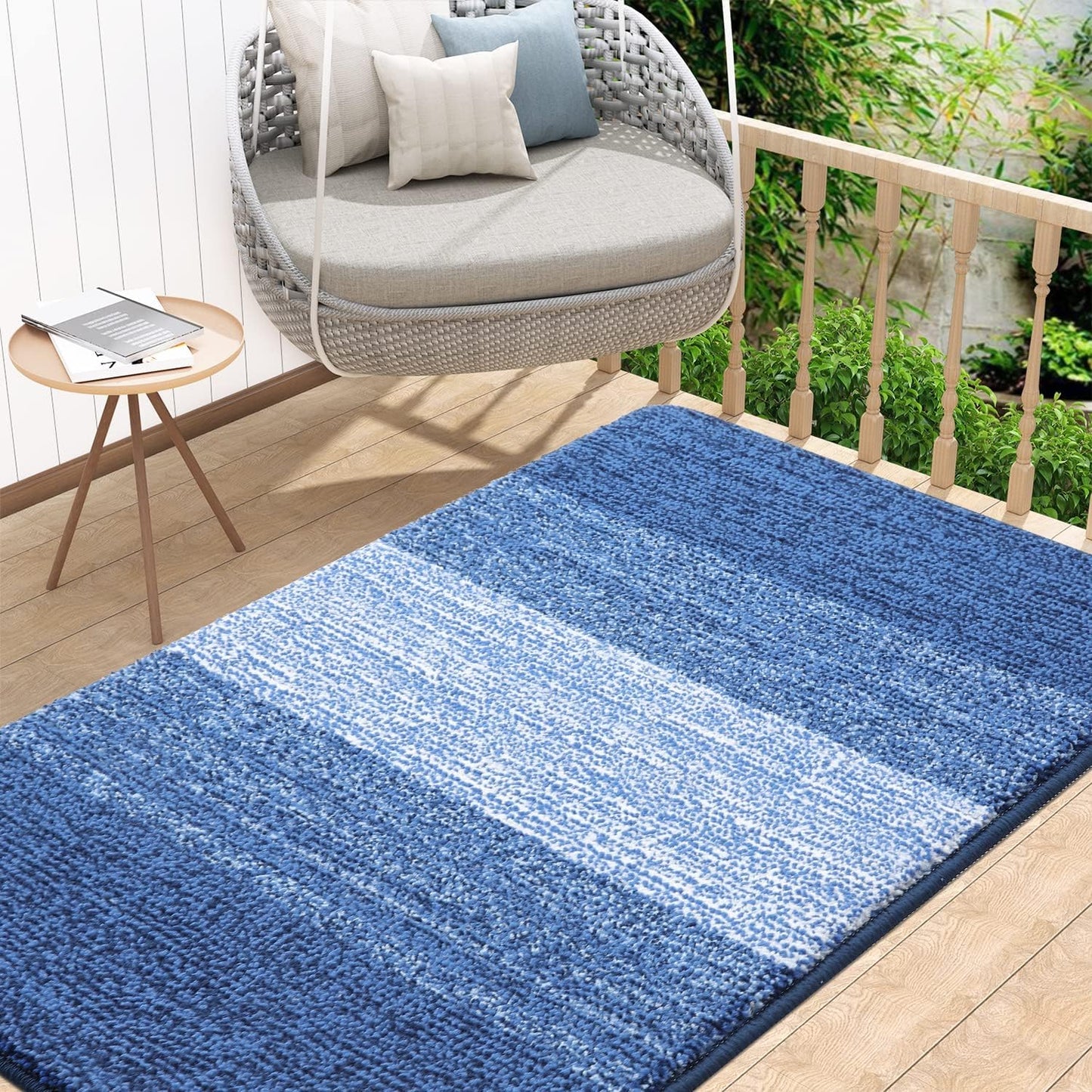 Kitinjoy Indoor Outdoor Door Mat, 32x20 Non-Slip Absorbent Dirt Trapper, Low-Profile Washable Inside Entrance Front Floor Mat, Sturdy Soft Entry Doormats for Entryway, Grey