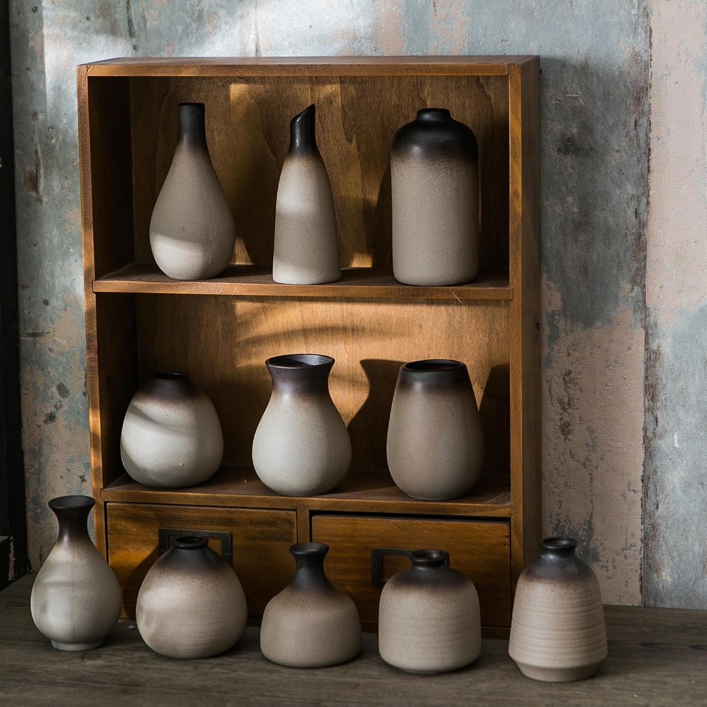 JOJUNO White Bud Vases, Small Ceramic Vase Set of 11, Mini Pottery Vases for Flowers, Decorative Pieces for Home Modern Decor, Boho Decor, Chic Accents for Living Room Dining Table Shelves