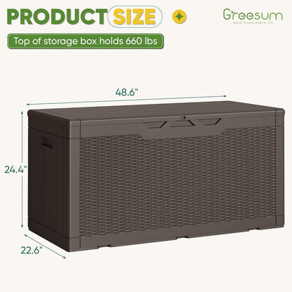 Greesum 31 Gallon Resin Deck Box All Weather Outdoor Storage Boxes for Patio Furniture Set,Outdoor Toys,Garden Tools,Black