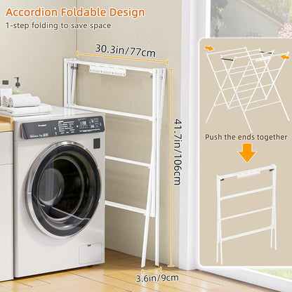 HOMIDEC Drying Rack Clothing,Large 12 Drying Poles with Sock Clips Clothes Drying Rack,Foldable Portable Laundry Drying Rack for Air Drying Clothing,Towels,Delicate Eac,Indoor Outdoor Use.Silver