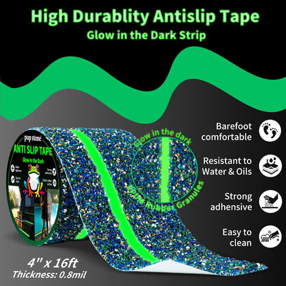 Waterproof Anti-Slip Traction Tape | 2" x16.5 FT | Heavy-Duty EPDM Rubber, Strong Grip & Barefoot Gentle | Indoor & Outdoor Solution: Poolside, Bath, Ramps, Stairs, Board Steps