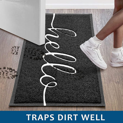 EARTHALL Door Mat Outside Inside Home Doormat, 30"x17.5", Durable Floor Mat Non Slip Mat Ultra Absorb Mud Easy Clean Front Doormat for Garage, Entryway, Patio, High Traffic Areas, Black