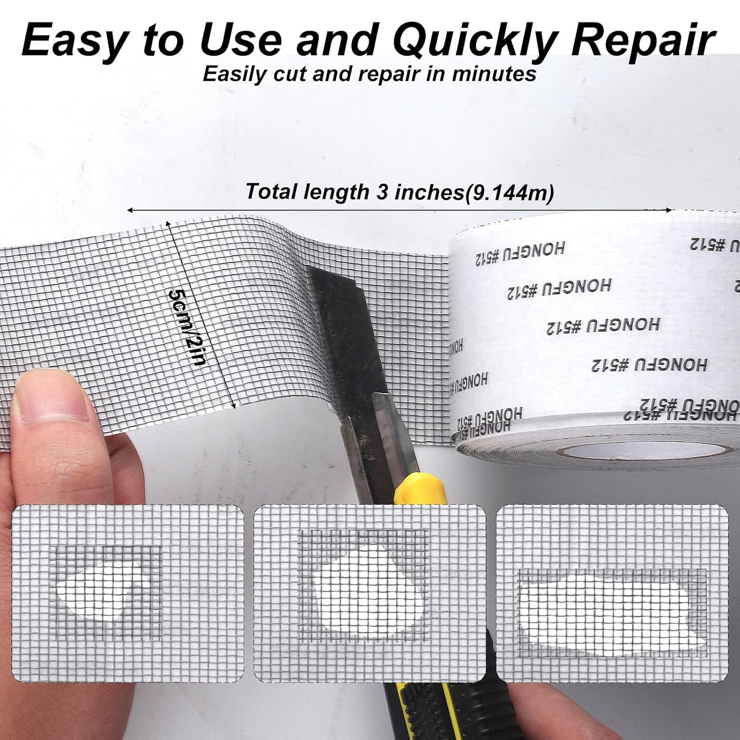 Window Screen Repair Tape Mesh Repair, 1.96"x32.8 ft Screen Mesh Patch Repair Kit, Strong Adhesive Fiberglass Screen Patch Repair Kit, Window Screen Repair Kit for Tent Net Windows Screen Repair