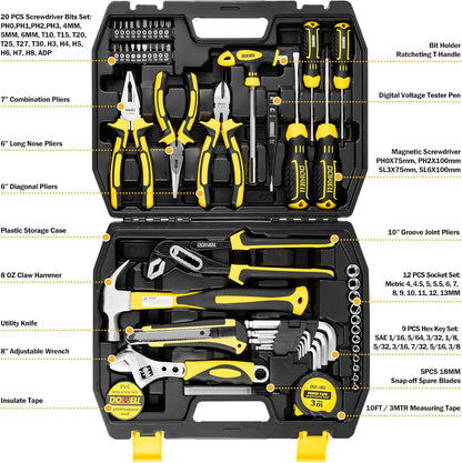 DOWELL Tool Set Tool Kit Homeowner Tool Set Wrench Pliers Screwdriver Set Repair Tool Kit