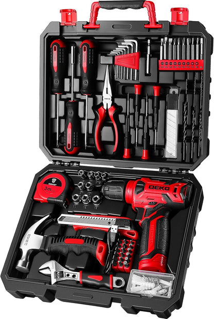 DEKOPRO Tool Set：Tool Kit with 8V Cordless Drill,Tool Box with Drill,Hand Drill Set for Men & Women,Home Tool Kits for House Repair,Handyman,DIY 126 Piece