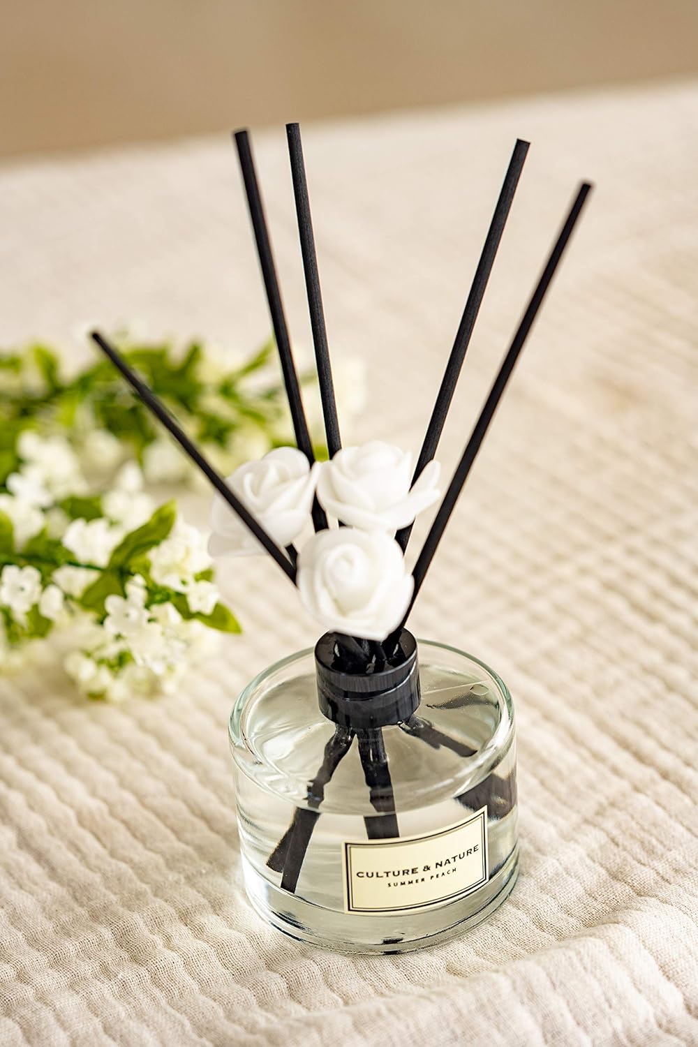 CULTURE & NATURE Reed Diffuser Set 4oz (120ml) Vanilla Scented Diffuser with Sticks Home Fragrance Reed Diffuser for Bathroom Shelf Decor
