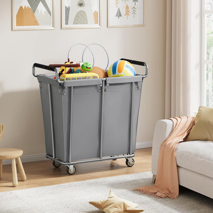 Gewudraw Large laundry hamper with Wheels, 3 Bag Big Rolling Laundry Hamper Sorter Cart, Extra Large Laundry Clothes Hamper, Heavy Duty Laundry Basket Organizer for Laundry Room,Bathroom,Black