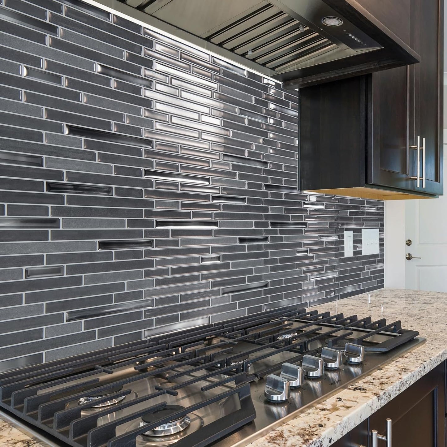 LONGKING 10-Sheet Extra Thick Peel and Stick Backsplash Tiles, Waterproof Kitchen Backsplash Peel and Stick Tile, Self-Adhesive Backsplash for Kitchen, Beige & White