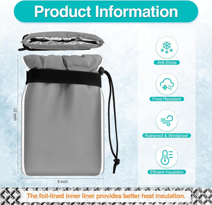 VIHOSE 6 Pack Outdoor Faucet Covers for Winter Water Spigot Cover Freeze Protection 12'' H x 8'' W Large Grey Insulated Faucet Socks with Reflective Strip Reusable Thickened Foil Lining Hose Bib Wrap