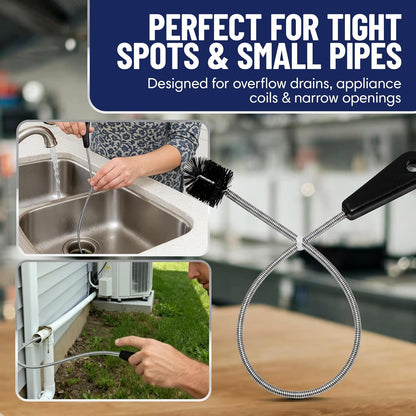 48" Flexible Tube Brush – Long Pipe Snake for Sink - AC Condensate Line Cleaning - Flexible Pipe Cleaner Brush for Hair, Food & Clog Removal - Cleaner Tool – B313C by FryOilSaver Co.