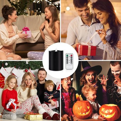 3"x4" Flickering Flameless Battery Candles with Timer, White Realistic LED Pillar Candles, Set of 2 Large Remote-Operated Candles for Home Indoor/Outdoor & Holiday Decor