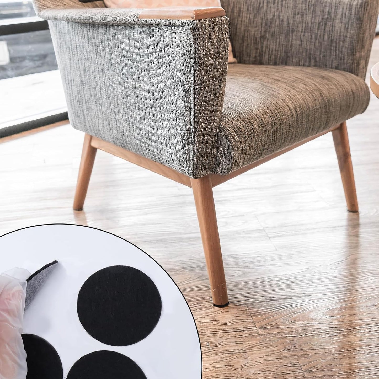 Antrader 1.5 Inch Self-Stick Furniture Round Felt Pads Wood Floor Protectors – Protect Your Hard Floors from Furniture Scratches, Pack of 48, Black