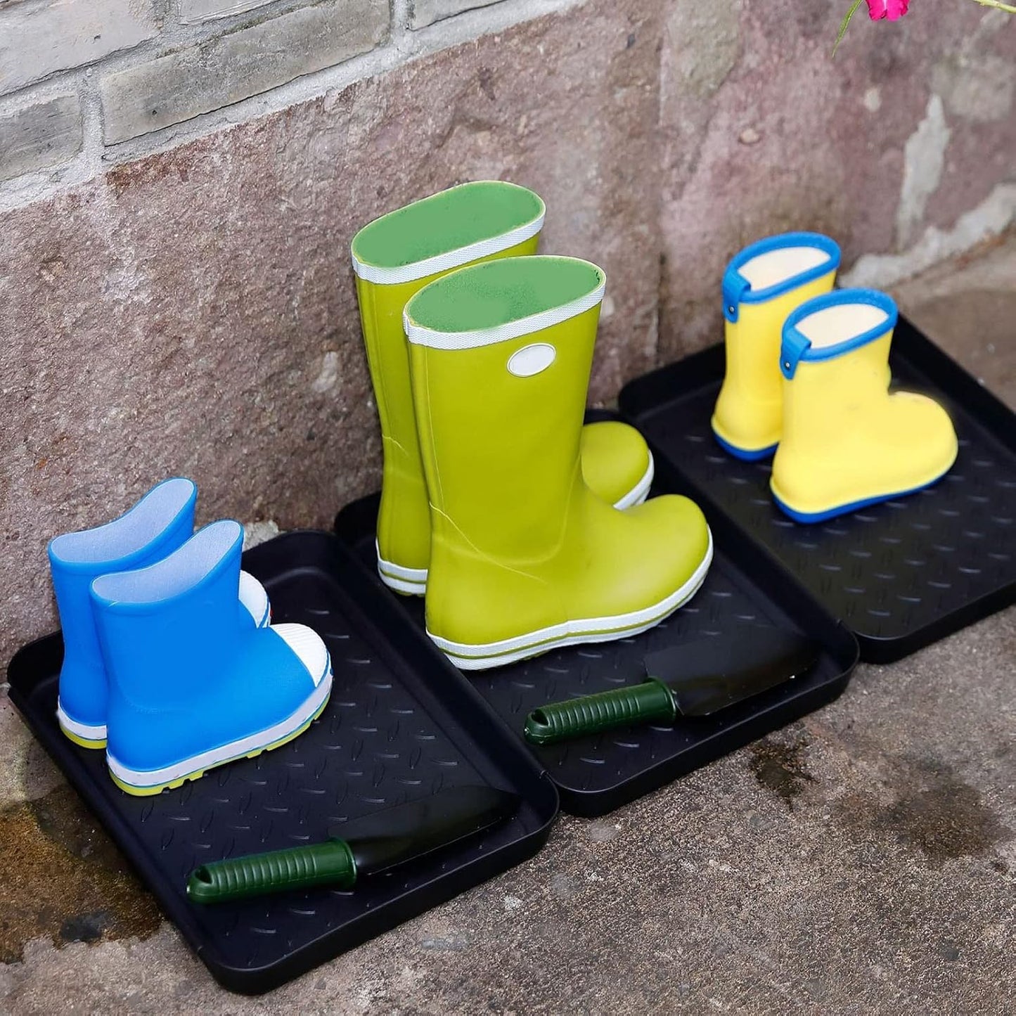 Shoe Tray 3 Pack Interlocking, Durable Plastic Boot Mat for Wet Shoes Muddy Boots, Wide Use Home Office Hotel Entryway