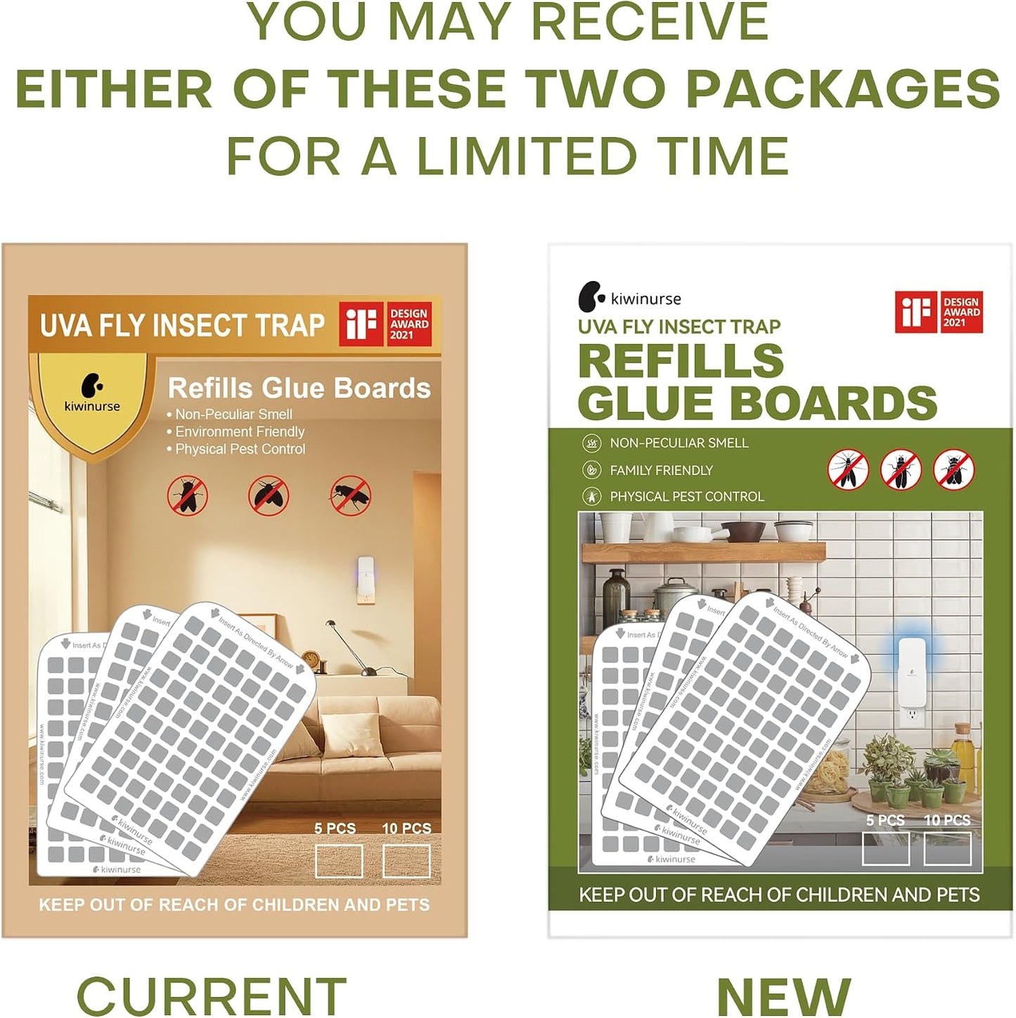 UVA Fly Insect Trap Refills Glue Cards for UVLA1001 Indoor, Catch Gnats, House & Fruit Flies - 5Pack, Single Sided Sticky