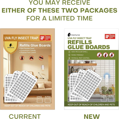 UVA Fly Insect Trap Refills Glue Cards for UVLA1001 Indoor, Catch Gnats, House & Fruit Flies - 5Pack, Single Sided Sticky