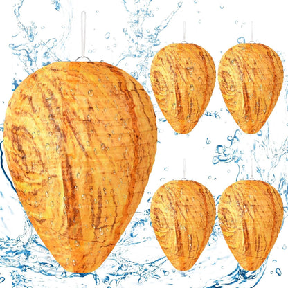 DECYOOL Wasp Nest Decoy, 4 Pack Mini Hanging Outdoor Hornet Deterrent | Brown Water-Repellent Decoys for Outdoor Patio Eaves Hanging, Deterring Hornets and Yellow Jackets, Garden Decor Supplies