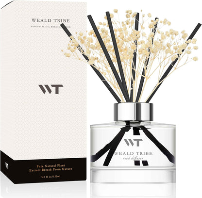Flower Reed Diffuser Set Wild Eucalyptus Mint Scent for Bathroom Accessories Shelf Decor & Air Fresheners, Sticks Defusers with 5.1 fl oz Essential Oils & Leaves, House Bedroom Office Decor & Gifts