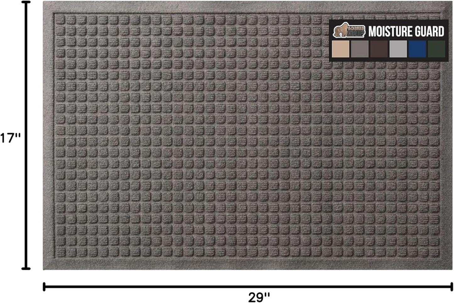 GORILLA GRIP® Ultra Absorbent Front Door Mat Outside Entrance, Traps Dirt and Moisture, HydroABSORB Indoor Outdoor Doormat Holds Up to 1.7 Cups Water, Stain and Fade Resistant Welcome Mat, 29x17 Black