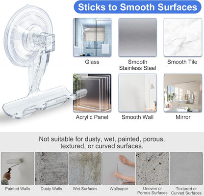 ANDGOO Suction Cup Razor Holder for Shower, 2 Pack Powerful Suction Cup Hooks for Towel, Loofah, Shaver, Wreaths, No-Damage Wall Hanger for Bathroom, Kitchen, No Drilling, Easy Install, Clear