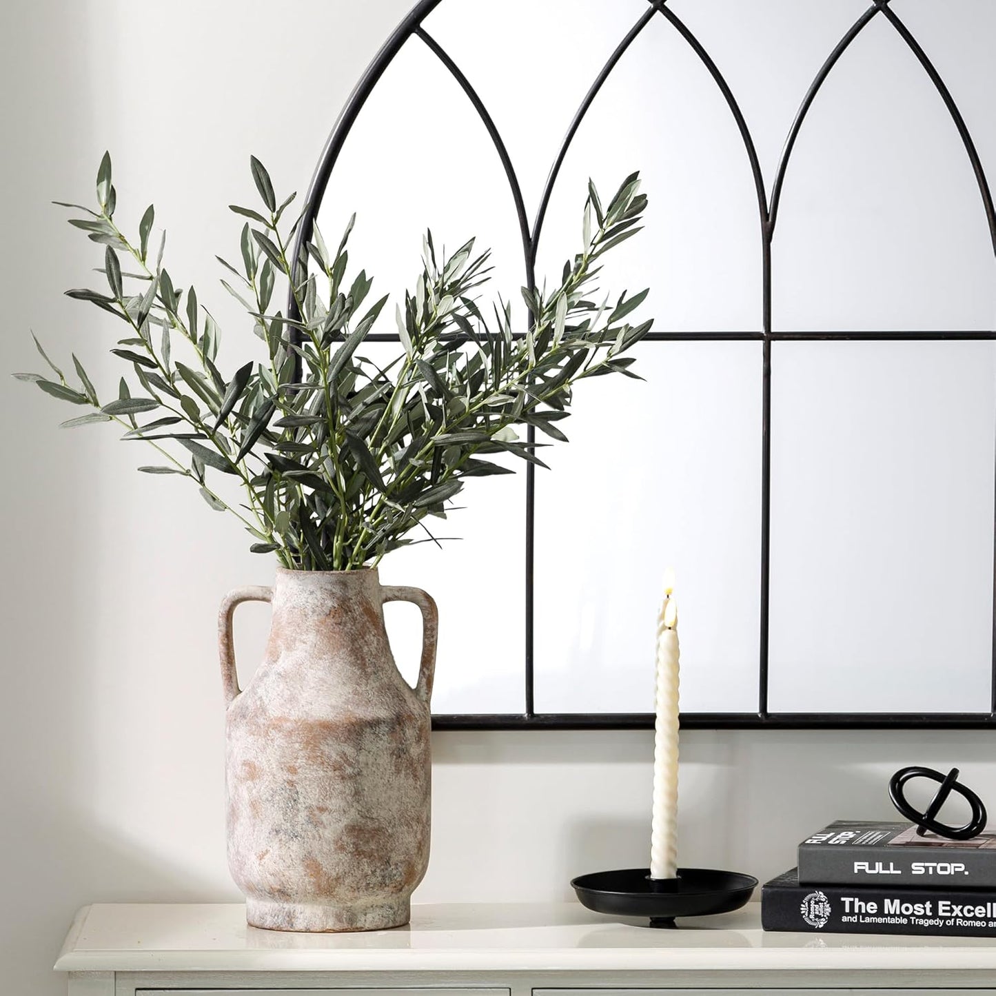 Ceramic Vase Set of 3, Modern Decorative Vases for Home Decor, Small Flower Pottery Vase Sets, Boho Farmhouse Rustic Vases for Living Room, Kitchen, Bedroom, Bathroom, Shelf, Table
