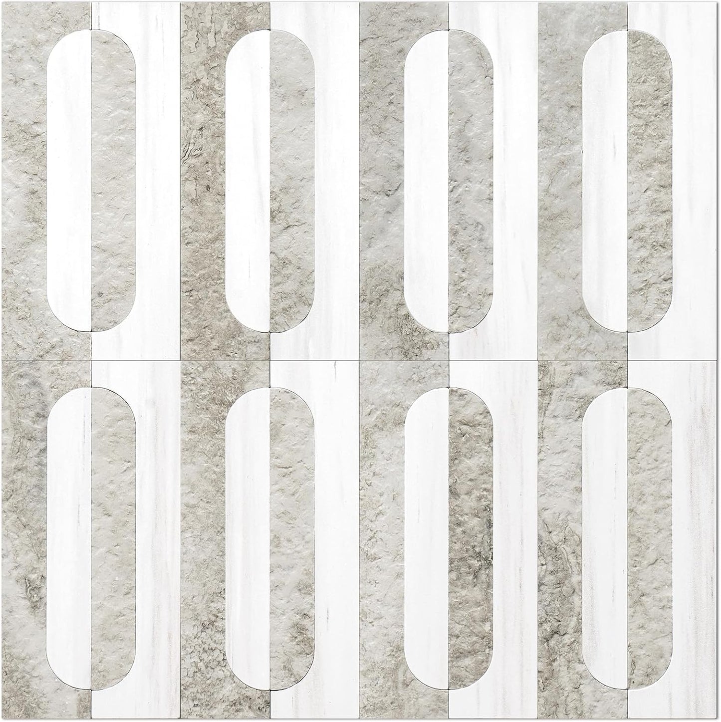 STICKGOO Peel and Stick Backsplash Tiles 12"x12", Waterproof Stick on Kitchen & Bathroom Backsplash, PVC Self Adhesive Wall Tiles for Fireplace, White/Marble Black (10 Sheets)