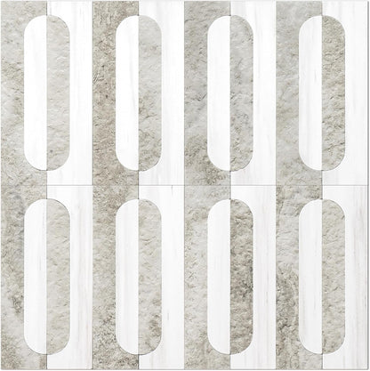 STICKGOO Peel and Stick Backsplash Tiles 12"x12", Waterproof Stick on Kitchen & Bathroom Backsplash, PVC Self Adhesive Wall Tiles for Fireplace, White/Marble Black (10 Sheets)