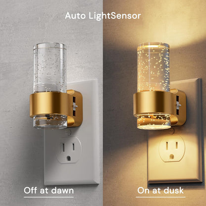 L LOHAS LED Night Light,Dimmable Night Lights Plug into Wall, 2 Pack Acrylic Nightlight with 0-100 LM Adjustable Brightness, 3000K Plug in Night Light with Dusk to Dawn Sensor, for Bathroom Hallway