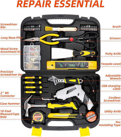40-Piece Tool Set - General Household Hand Tool Kit with Plastic Toolbox Storage Case…