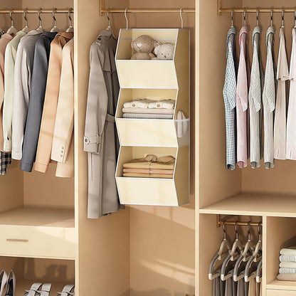 Hanging Closet Organizer 4 Shelf Collapsible Bedroom Closet Organizers and Storage Hanging with Mesh Pockets for Clothes, Fabric Hanging Storage Bins for Wardrobe Closet Organization and Storage, Grey