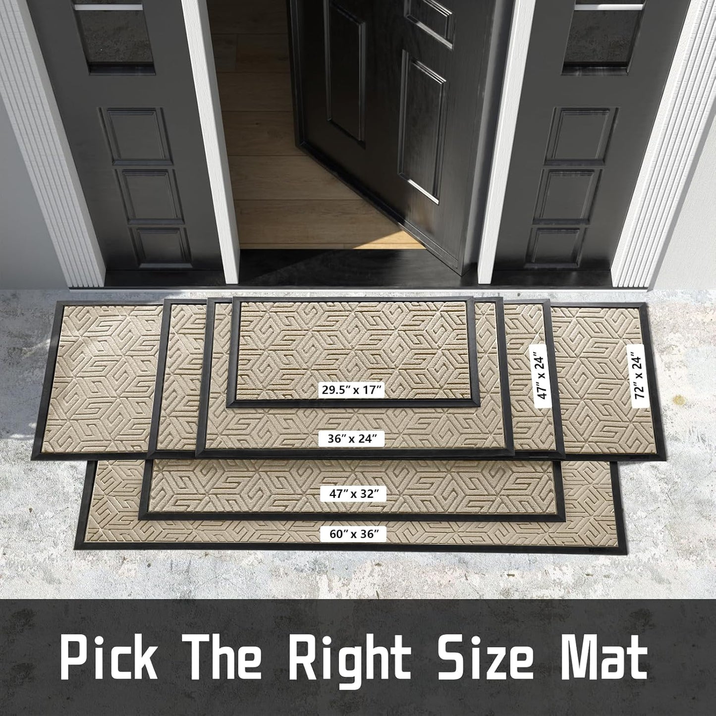 Yimobra Doormat Outdoor Entrance 29.5x17, All-Weather Waterproof Outdoor Mats for Front Door, Non Slip Welcome Door Mat for Patio Proch Outside Entryway Indoor, Black