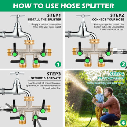 Love Is War 2 Way Hose Splitter Garden Water Faucet Spigot Splitter | Standard 3/4 inch GHT thread fits all common outdoor spigots and hoses