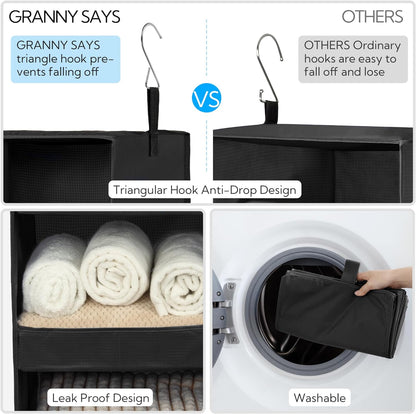 GRANNY SAYS 3-Shelf Hanging Closet Organizer and Storage, Collapsible Hanging Closet Shelves, Hanging Organizer for Closet & RV, Gray, 29 ½" H X 12" W X 12" D, 1-Pack