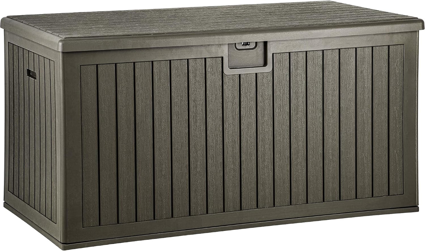 YITAHOME 100 Gallon Large Outdoor Deck Box | Waterproof Resin Storage Box, Lockable Indoor Outdoor Storage Container for Patio Furniture Cushions, Pool Accessories