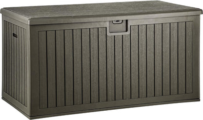 YITAHOME 100 Gallon Large Outdoor Deck Box | Waterproof Resin Storage Box, Lockable Indoor Outdoor Storage Container for Patio Furniture Cushions, Pool Accessories