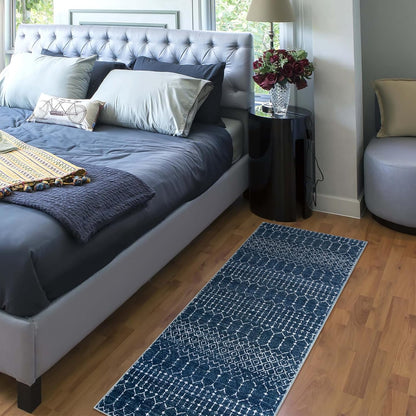 Lahome Moroccan Entry Rug 2x3, Non-Slip Washable Front Indoor Door Mat Rubber Backing Low-Profile Door Rugs, Small Geometric Print Distressed for Entryway Bathroom Kitchen, Black Hana
