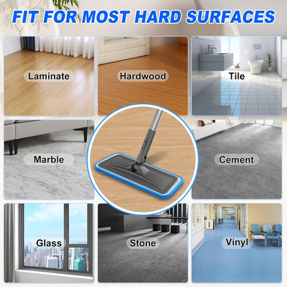 Microfiber Mops for Hardwood Floor Cleaning - BPAWA Flat Floor Mop with 4 Washable Pads for Laminate Wood Tile Vinyl Home Kitchen Bathroom - 59" Adjustable Handle