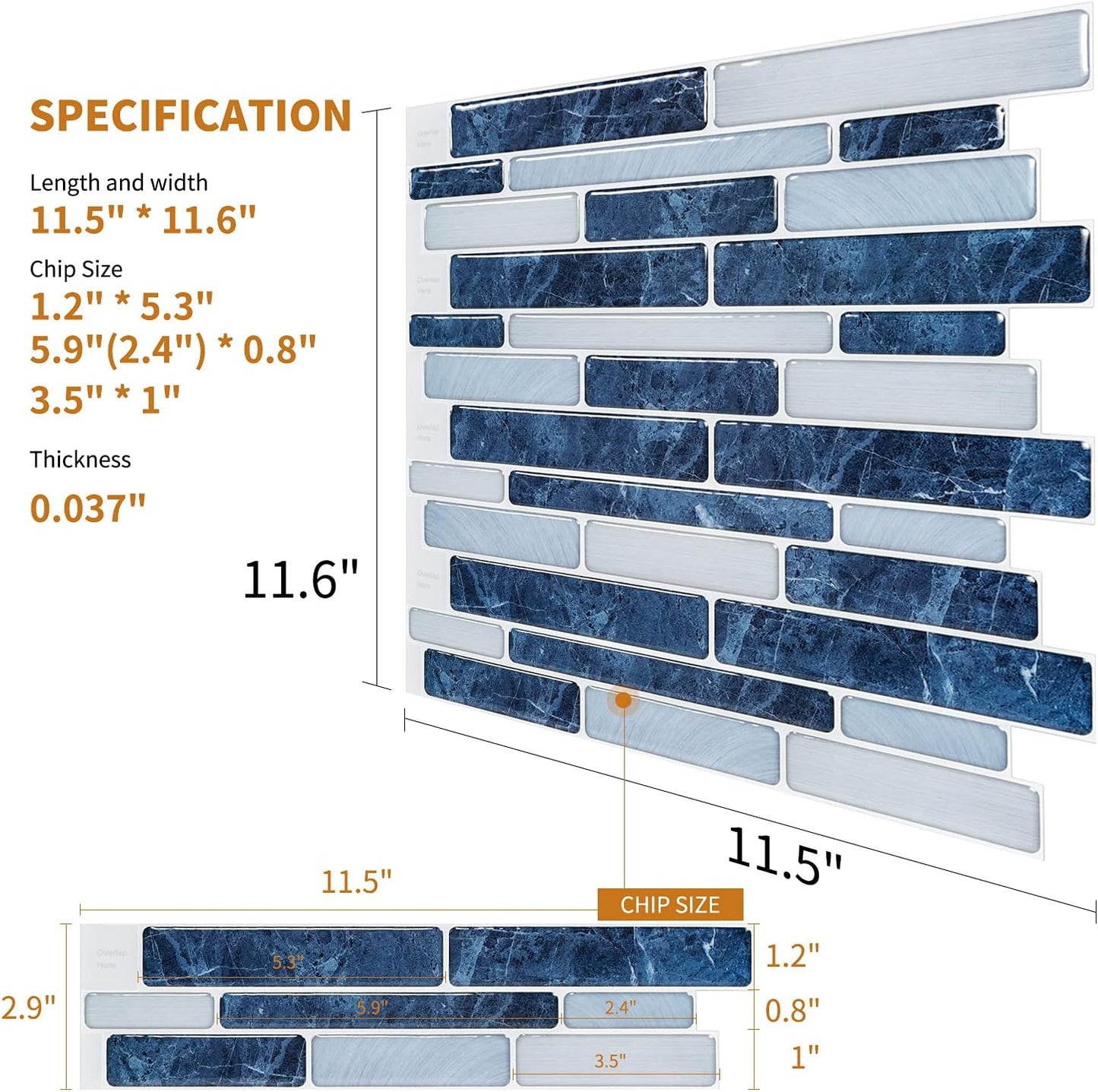 WOWSTAR 10-Sheet Peel and Stick Backsplash Tile for Kitchen Wall, Back Splash Stick On Tiles for Kitchen (12"x 12", Gray)